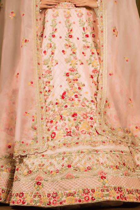 Buy Pallavi Poddar Pink Silk, Organza Sequins, Beads Floral Jaal Embellished Bridal Lehenga Set Online at Aza Fashions Buy_Pallavi Poddar_Pink Silk, Organza Sequins, Beads Floral Jaal Embellished Bridal Lehenga Set _Online_at_Aza_Fashions