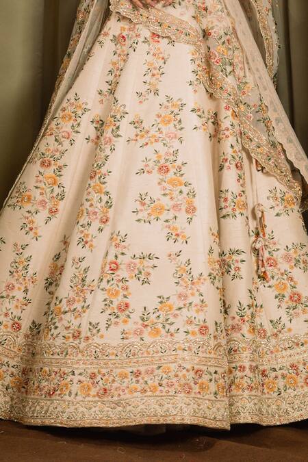 Buy Pallavi Poddar Ivory , Organza Beads, Gandharaj Floral Resham Bridal Lehenga Set Online at Aza Fashions Buy_Pallavi Poddar_Ivory , Organza Beads, Gandharaj Floral Resham Bridal Lehenga Set _Online_at_Aza_Fashions