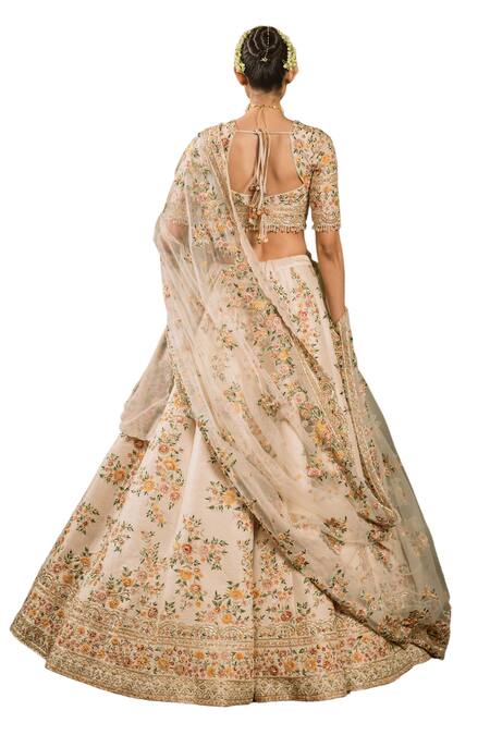 Buy Pallavi Poddar Ivory , Organza Beads, Gandharaj Floral Resham Bridal Lehenga Set Buy_Pallavi Poddar_Ivory , Organza Beads, Gandharaj Floral Resham Bridal Lehenga Set