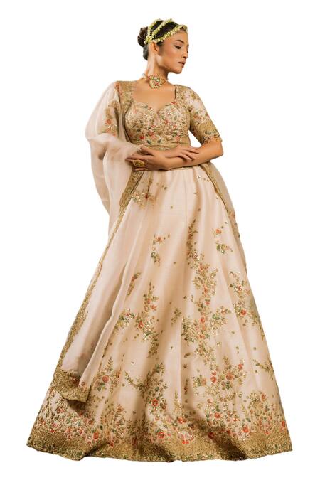 Buy Pallavi Poddar Ivory Silk, Organza Sequins, Lakefresh Embellished Floral Bridal Lehenga Set Online at Aza Fashions Buy_Pallavi Poddar_Ivory Silk, Organza Sequins, Lakefresh Embellished Floral Bridal Lehenga Set _Online_at_Aza_Fashions