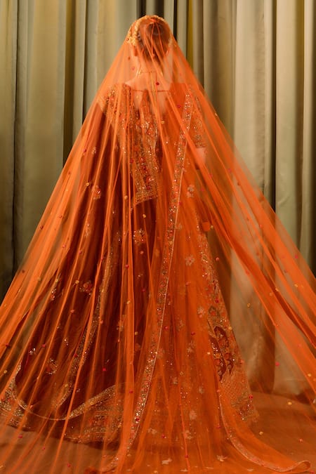 Pallavi Poddar Pashmina Paisley Bead Embellished Bridal Lehenga Set 