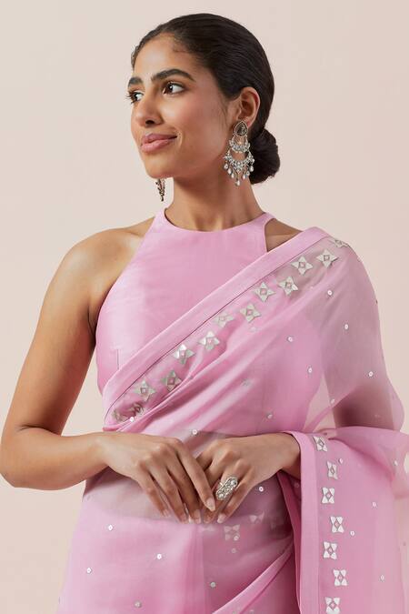 Buy Priyal Prakash Pink Silk Organza, Chanderi Sequins, Zari, Applique Aari And Work Saree Set Online at Aza Fashions Buy_Priyal Prakash_Pink Silk Organza, Chanderi Sequins, Zari, Applique Aari And Work Saree Set _Online_at_Aza_Fashions