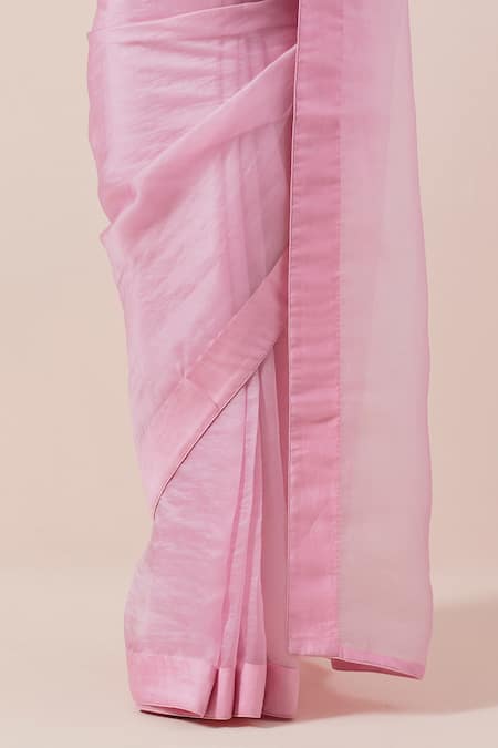 Buy Priyal Prakash Pink Silk Organza, Chanderi Sequins, Zari, Beads Boat Neck Embroidered Saree Set Online at Aza Fashions Buy_Priyal Prakash_Pink Silk Organza, Chanderi Sequins, Zari, Beads Boat Neck Embroidered Saree Set _Online_at_Aza_Fashions