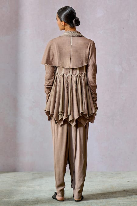 Tarun Tahiliani Cascading Jacket With Dhoti Pant 