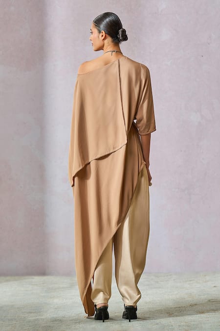 Tarun Tahiliani Asymmetric Draped Top With Dhoti Pant 