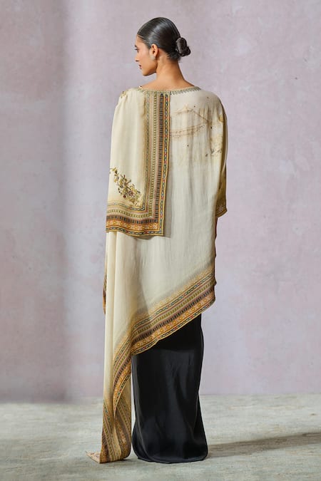 Tarun Tahiliani Painting Inspired Print Trail Draped Top 