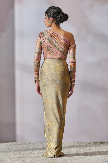 Tarun Tahiliani Abstract Floral Print Top 