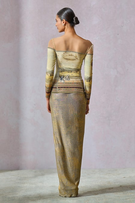Tarun Tahiliani Metallic Painting Inspired Print Top 