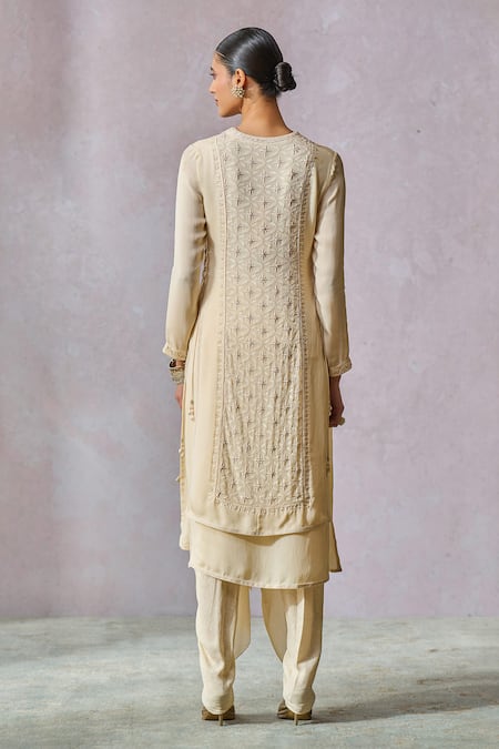 Tarun Tahiliani Floral Embroidered Layered Kurta With Dhoti Pant 