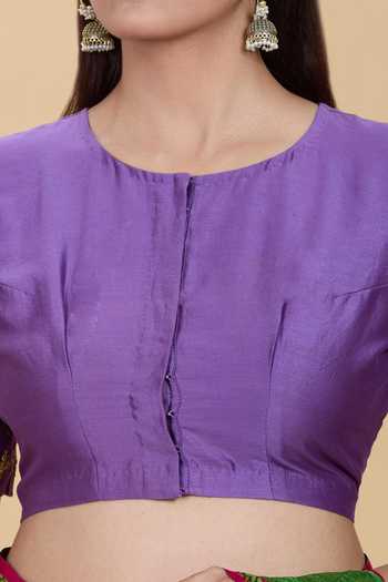 Buy Kalakaari By Sagarika Purple Embroidery Round Neck Floral Marodi Blouse Online at Aza Fashions Buy_Kalakaari By Sagarika_Purple Embroidery Round Neck Floral Marodi Blouse _Online_at_Aza_Fashions