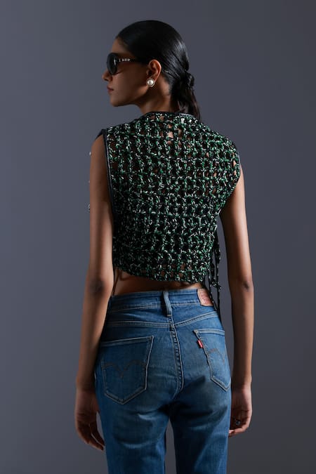 Devina Juneja Dori & Leather Weave Love Vest Top 