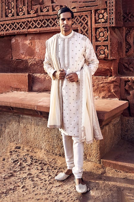 MATSYA Kora Nawab Chanderi Kurta With Churidar 