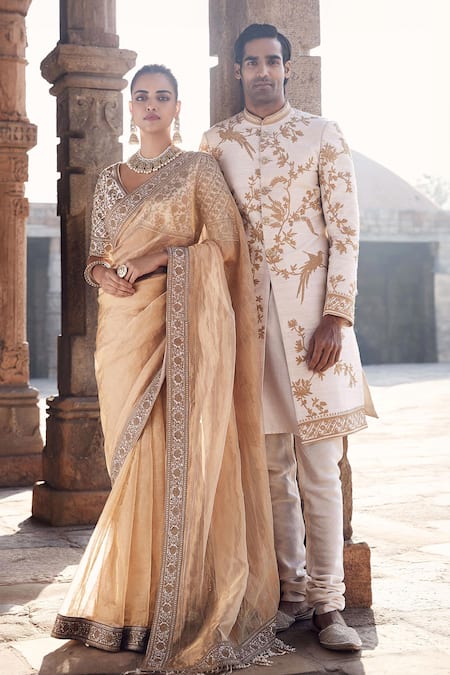 Matsya Raw Silk Embroidered Sherwani Churidar Set 