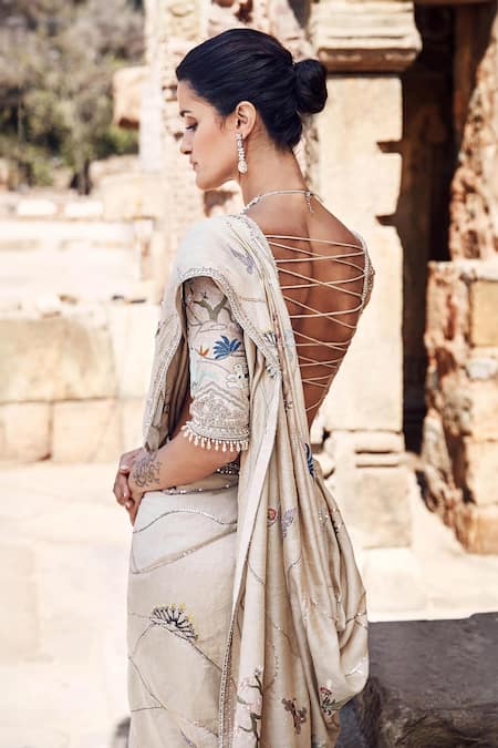 Matsya Shikargah Masai Mara Embroidered Saree With Blouse 