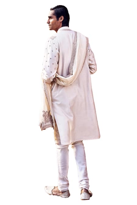 Shop_MATSYA_Ivory Kachi Dori Kora Nawab Stole _Online_at_Aza_Fashions