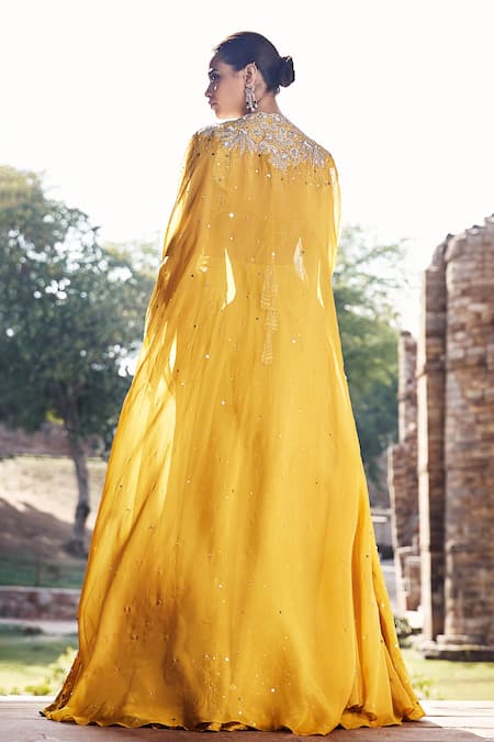 Matsya Iconic Winged Embroidered Cape Lehenga Set 