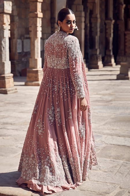 Matsya Rose Empress Wing Embroidered Cape Lehenga Set 