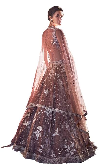 Matsya Pink Velvet, Net Pearls, French Rose Opus Embroidered Bridal Lehenga Set at Aza Fashions Matsya_Pink Velvet, Net Pearls, French Rose Opus Embroidered Bridal Lehenga Set _at_Aza_Fashions