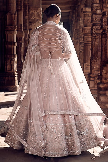 Matsya Tulip Sheesha Gota Embroidered Bridal Lehenga Set 