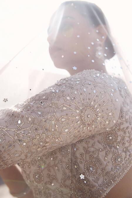 Buy Matsya Ivory Silk, Net Beads, Sequins, Pearls, Gota Turkish Work Bridal Lehenga Set Buy_Matsya_Ivory Silk, Net Beads, Sequins, Pearls, Gota Turkish Work Bridal Lehenga Set