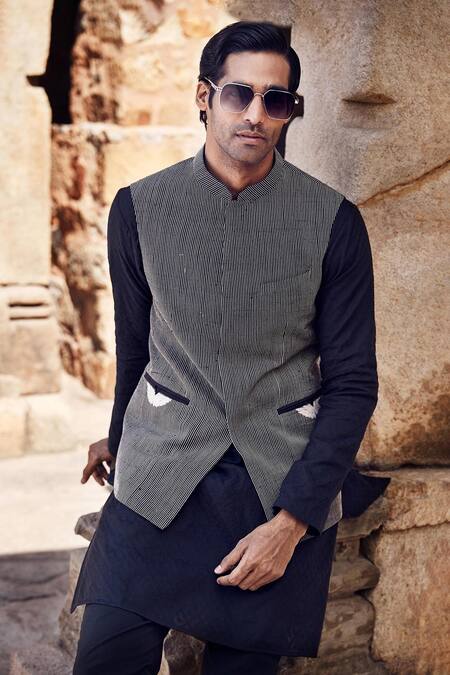 Shop Matsya Black Raw Silk Embroidery Thread Dori Bundi Set Online at Aza Fashions Shop_Matsya_Black Raw Silk Embroidery Thread Dori Bundi Set _Online_at_Aza_Fashions