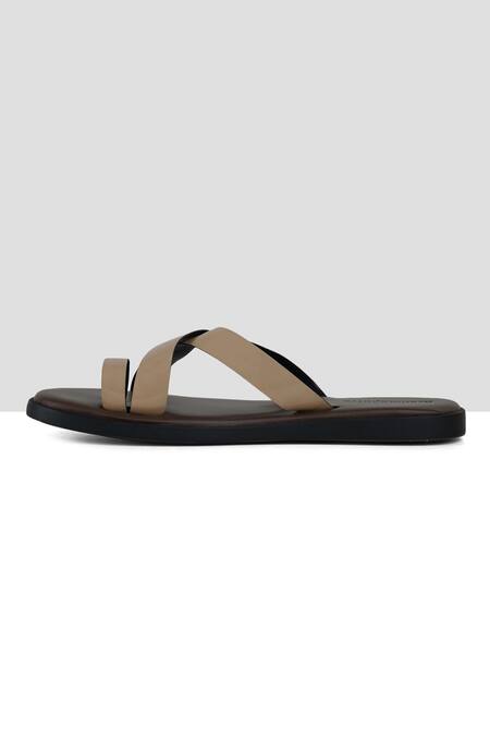 Ankit V Kapoor_Beige Criss Cross Strap Sandals_Online_at_Aza_Fashions