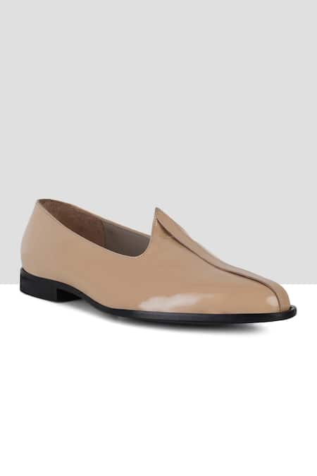 Ankit V Kapoor_Beige Almond Toe Mojris_Online_at_Aza_Fashions
