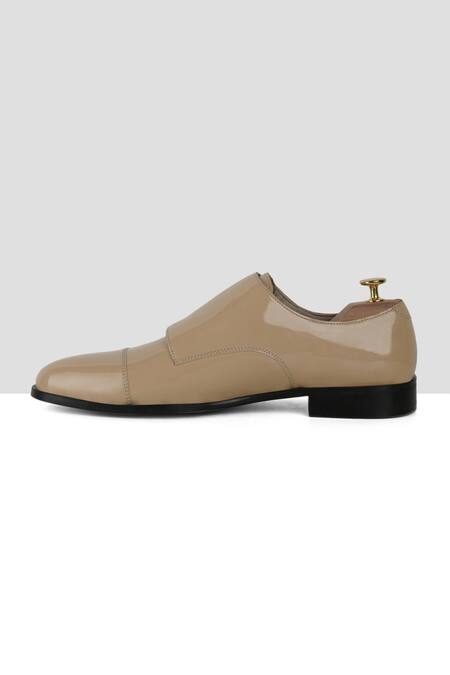 Ankit V Kapoor_Beige Embroidery Double Strap Monks_Online_at_Aza_Fashions