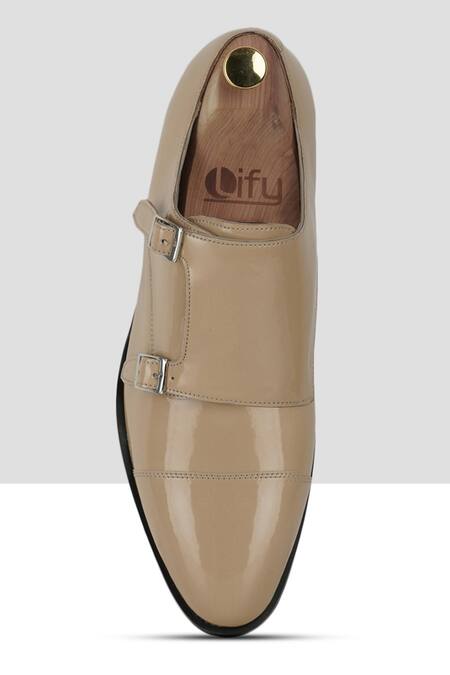 Buy_Ankit V Kapoor_Beige Embroidery Double Strap Monks_Online_at_Aza_Fashions