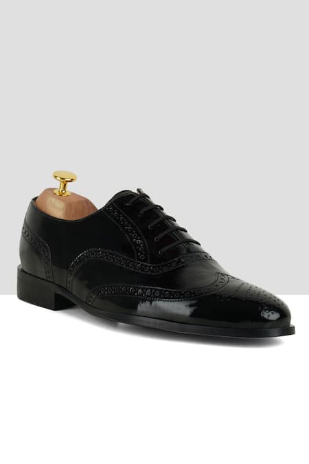 Ankit V Kapoor Black Brogue Pattern Shoes 