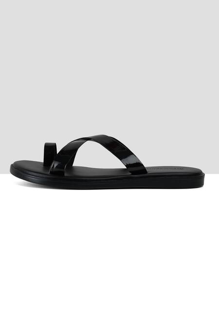 Ankit V Kapoor_Black Criss Cross Sandals_Online_at_Aza_Fashions