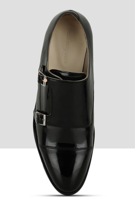 Buy_Ankit V Kapoor_Black Embroidery Double Strappy Monks_Online_at_Aza_Fashions