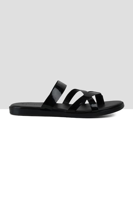 Ankit V Kapoor_Black Criss Cross Strappy Plain Sandals_Online_at_Aza_Fashions