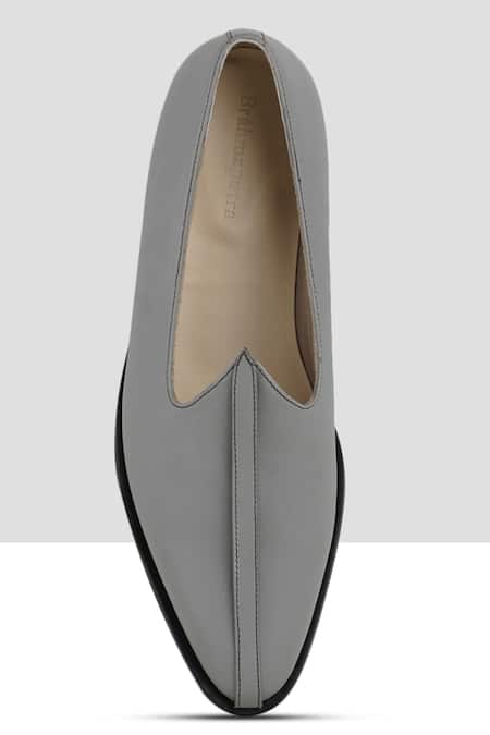 Buy_Ankit V Kapoor_Grey Matte Almond Toe Mojris_Online_at_Aza_Fashions