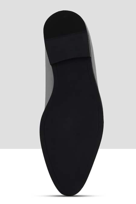 Shop_Ankit V Kapoor_Grey Matte Almond Toe Mojris_Online_at_Aza_Fashions