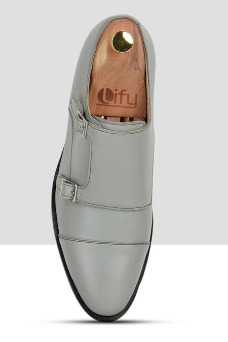 Buy_Ankit V Kapoor_Grey Embroidery Matte Double Strappy Monks _Online_at_Aza_Fashions