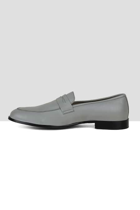Ankit V Kapoor_Grey Matte Penny Loafers _Online_at_Aza_Fashions