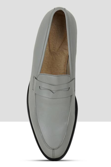 Buy_Ankit V Kapoor_Grey Matte Penny Loafers _Online_at_Aza_Fashions