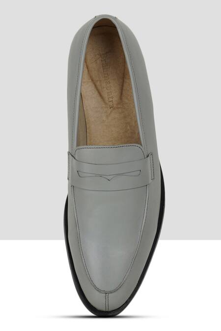 Shop_Ankit V Kapoor_Grey Matte Penny Loafers _Online_at_Aza_Fashions