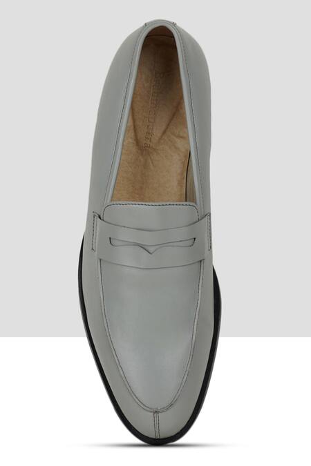 Ankit V Kapoor_Grey Matte Penny Loafers _at_Aza_Fashions