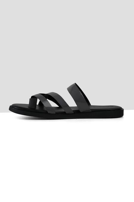 Ankit V Kapoor_Grey Patent Criss Cross Strappy Sandals_Online_at_Aza_Fashions