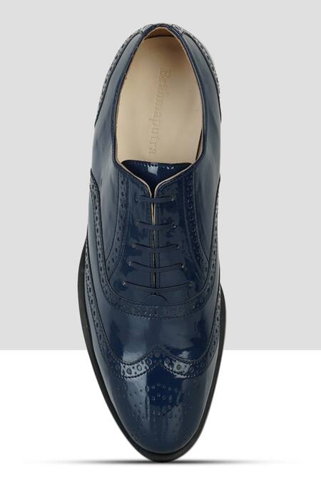 Buy_Ankit V Kapoor_Blue Brogue Cutwork Shoes _Online_at_Aza_Fashions