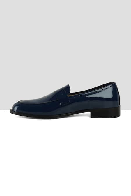 Ankit V Kapoor_Blue Almond Toe Penny Loafers _Online_at_Aza_Fashions