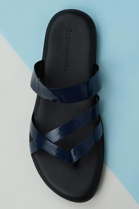Shop_Ankit V Kapoor_Blue Plain Criss Cross Sandals _at_Aza_Fashions