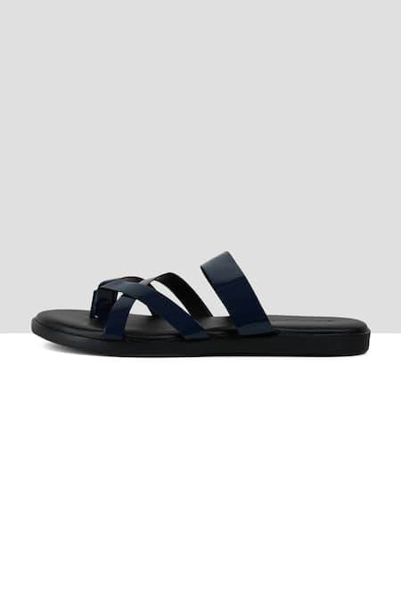 Ankit V Kapoor_Blue Plain Criss Cross Sandals _Online_at_Aza_Fashions