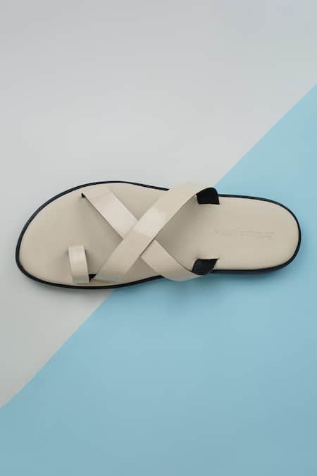 Shop_Ankit V Kapoor_Off White Classic Solid Strappy Sandals _Online_at_Aza_Fashions