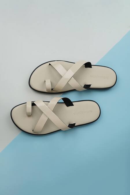 Ankit V Kapoor_Off White Classic Solid Strappy Sandals _at_Aza_Fashions
