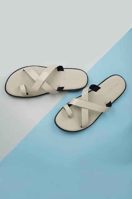 Ankit V Kapoor Off White Criss Cross Plain Sandals