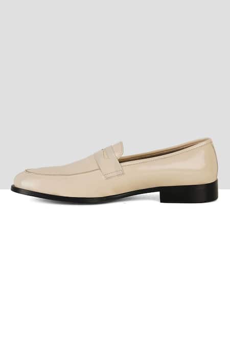 Ankit V Kapoor_Off White Cut Work Strap Penny Loafers _Online_at_Aza_Fashions