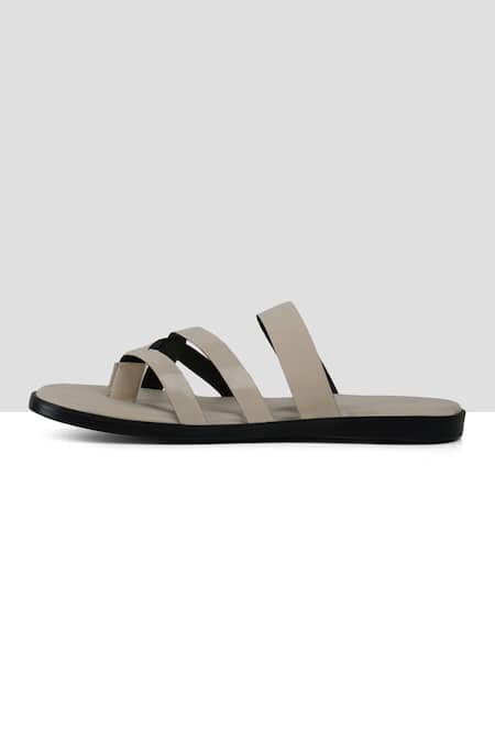 Ankit V Kapoor_Off White Strappy Criss Cross Sandals _Online_at_Aza_Fashions